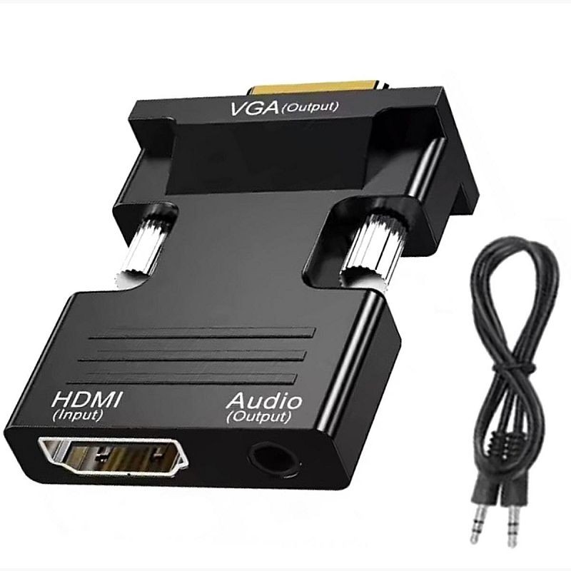Convertor VGA D-SUB - HDMI 1.3, cablu jack inclus, full HD, 5V, negru - imagine 4